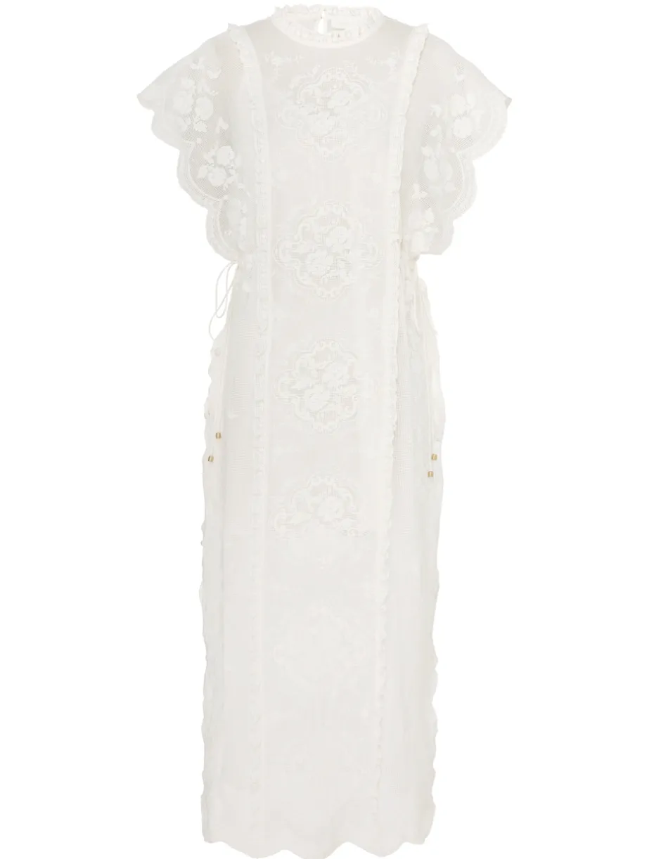 New ZIMMERMANN Alight Draw Waist Midi Dress