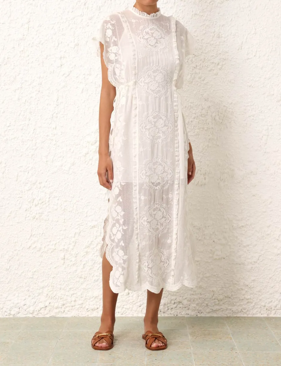 New ZIMMERMANN Alight Draw Waist Midi Dress