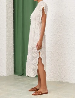 New ZIMMERMANN Alight Draw Waist Midi Dress