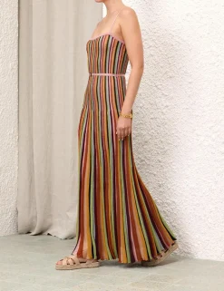 Clearance ZIMMERMANN Alight Stripe Midi Dress