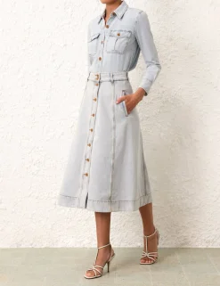 Online ZIMMERMANN August A Line Denim Skirt