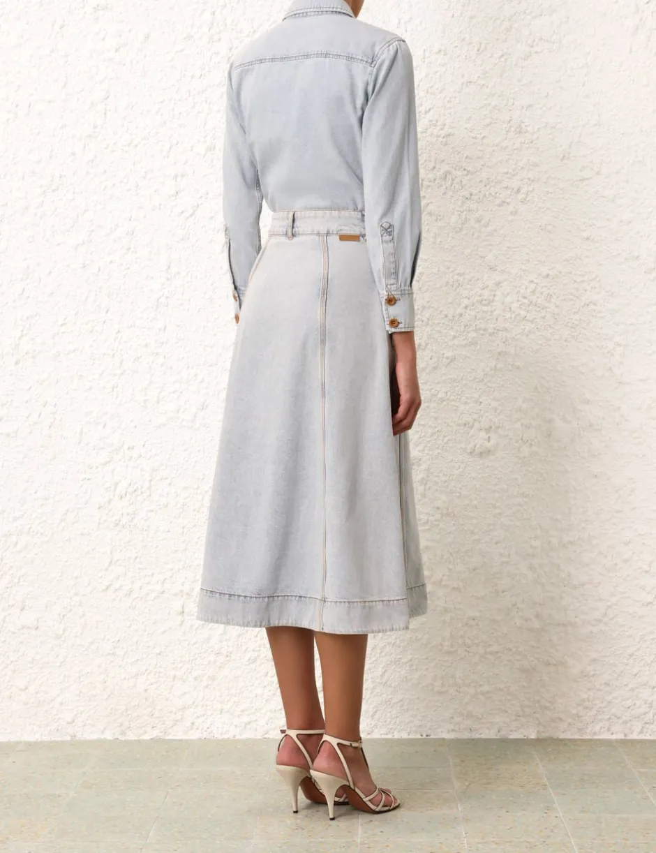 Online ZIMMERMANN August A Line Denim Skirt