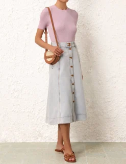 Online ZIMMERMANN August A Line Denim Skirt