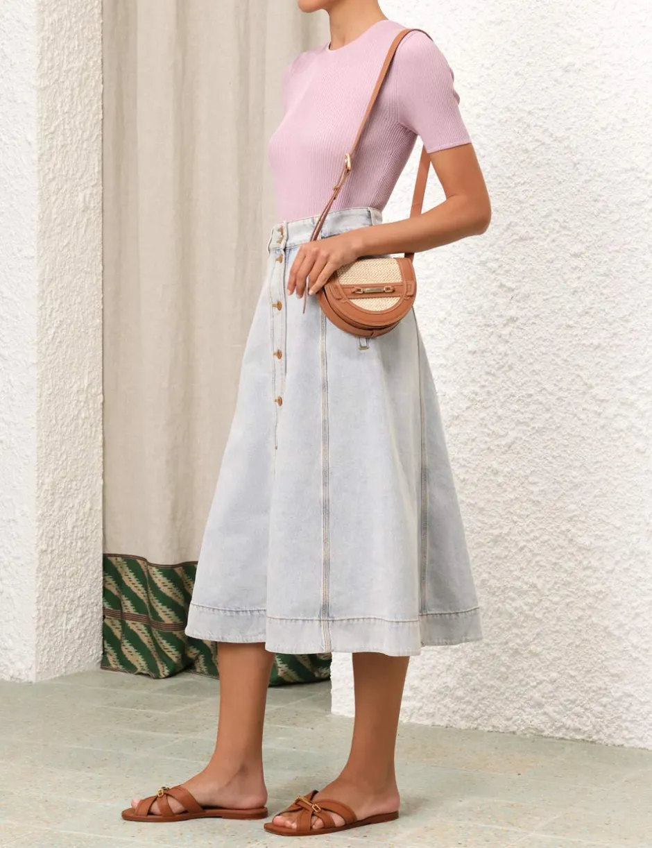 Online ZIMMERMANN August A Line Denim Skirt