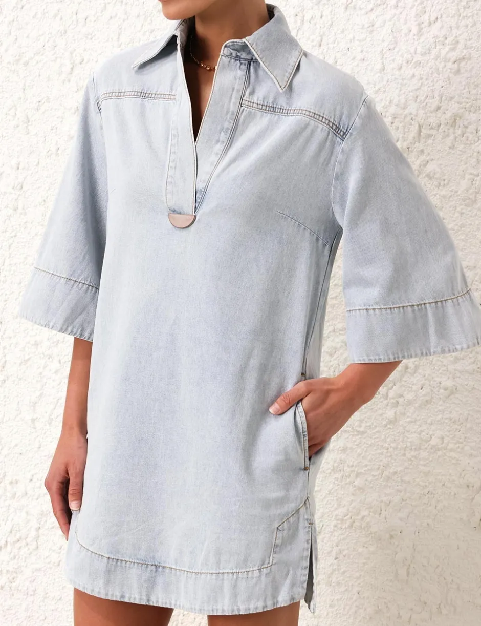 Best ZIMMERMANN August Denim Tunic Dress