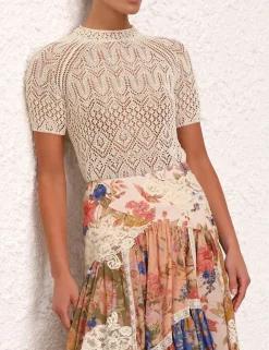 Online ZIMMERMANN August Lace Knit Tee