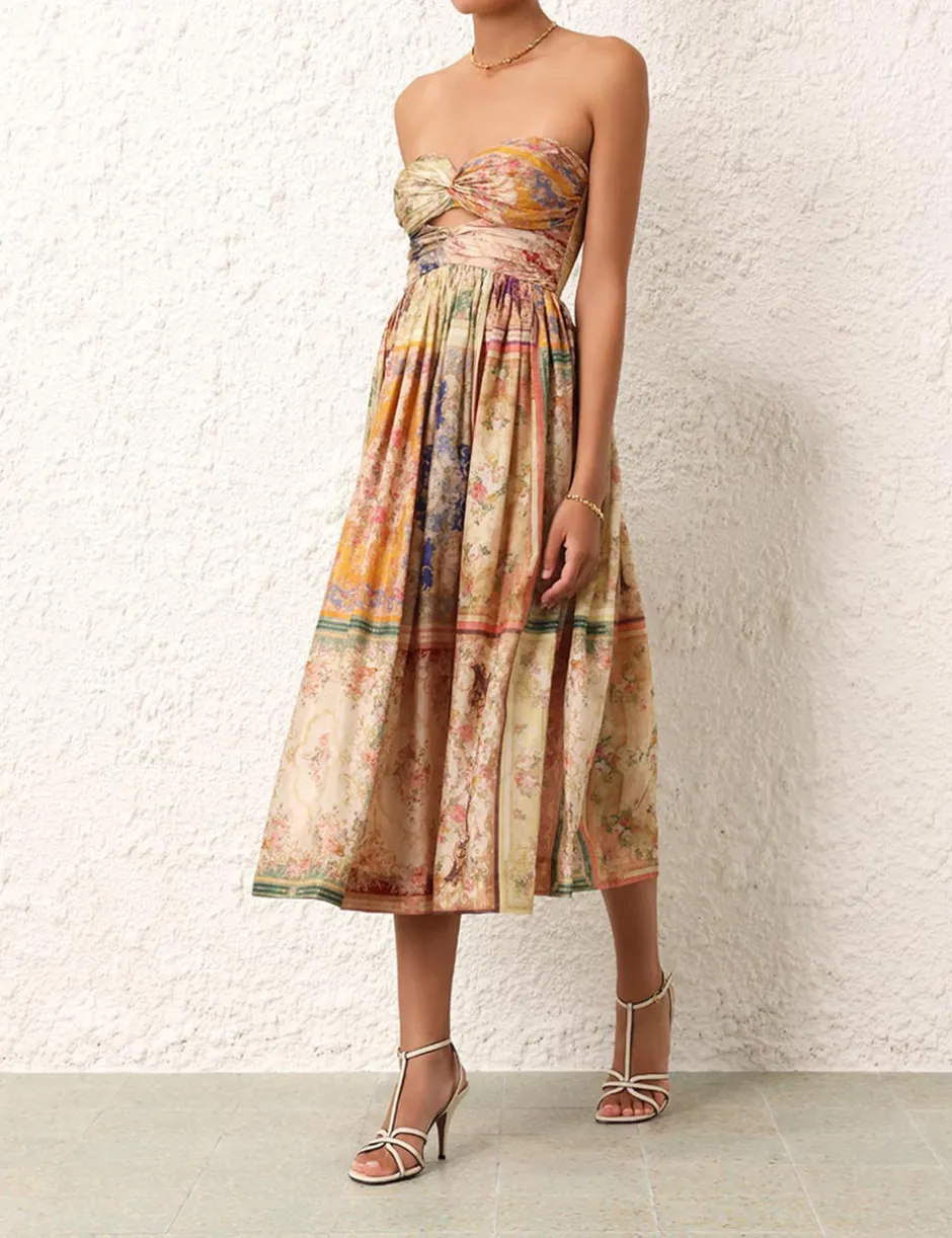 Outlet ZIMMERMANN August Tie Front Midi Dress