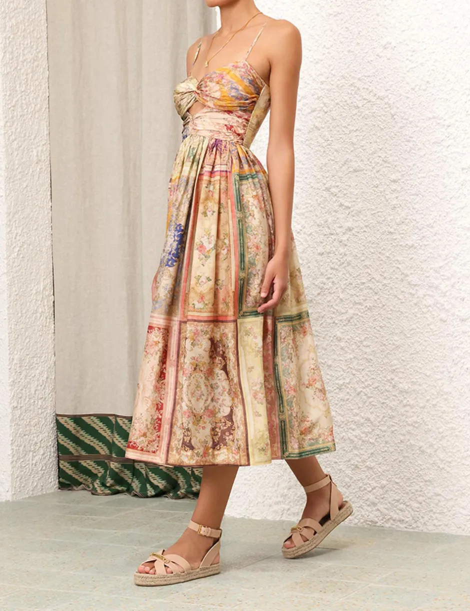 Discount ZIMMERMANN August Tie Front Midi Dress