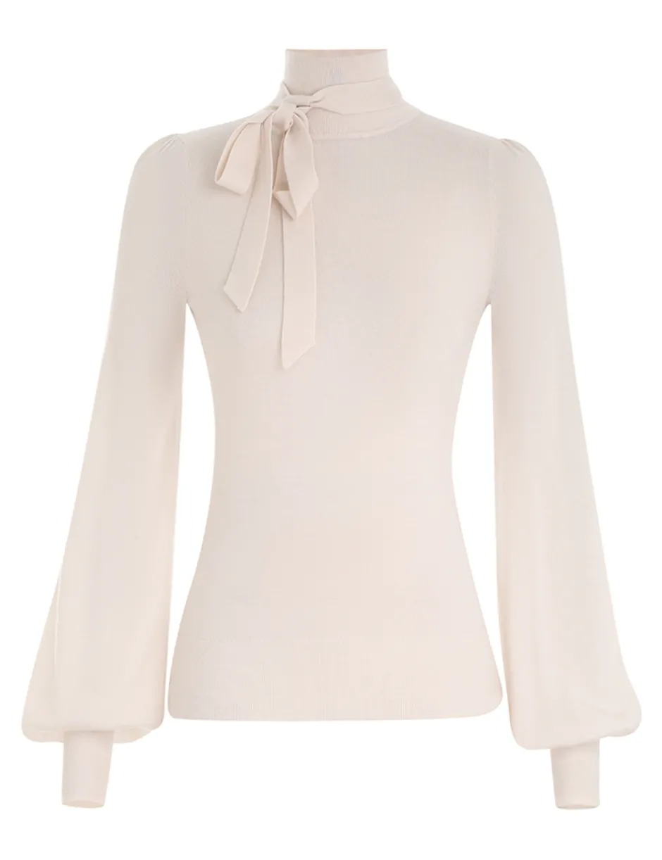 Sale ZIMMERMANN Blouson Tie-Neck Sweater