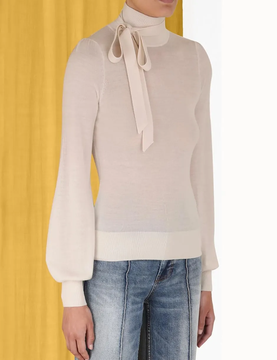 Sale ZIMMERMANN Blouson Tie-Neck Sweater