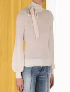 Discount ZIMMERMANN Blouson Tie-Neck Sweater