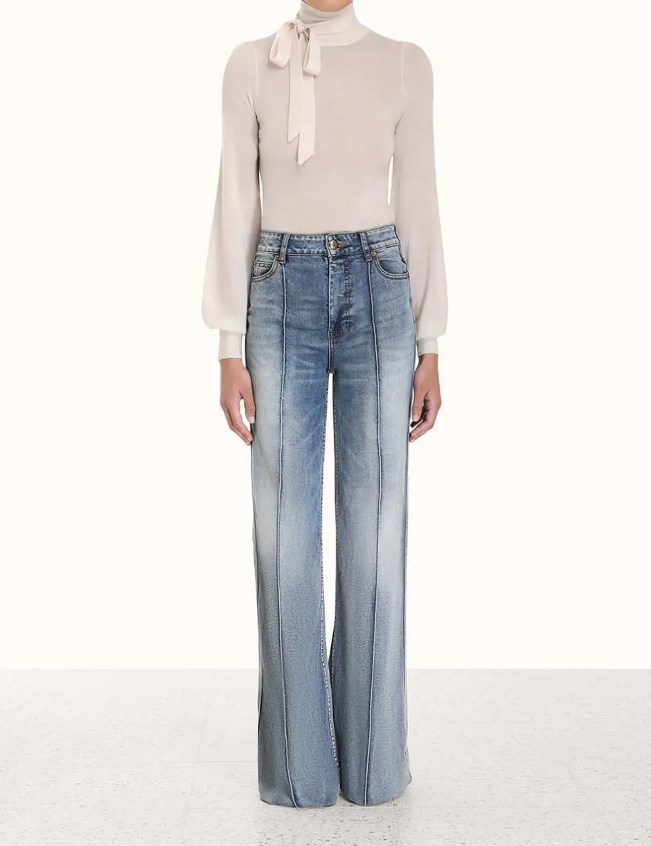 Outlet ZIMMERMANN Blouson Tie-Neck Sweater