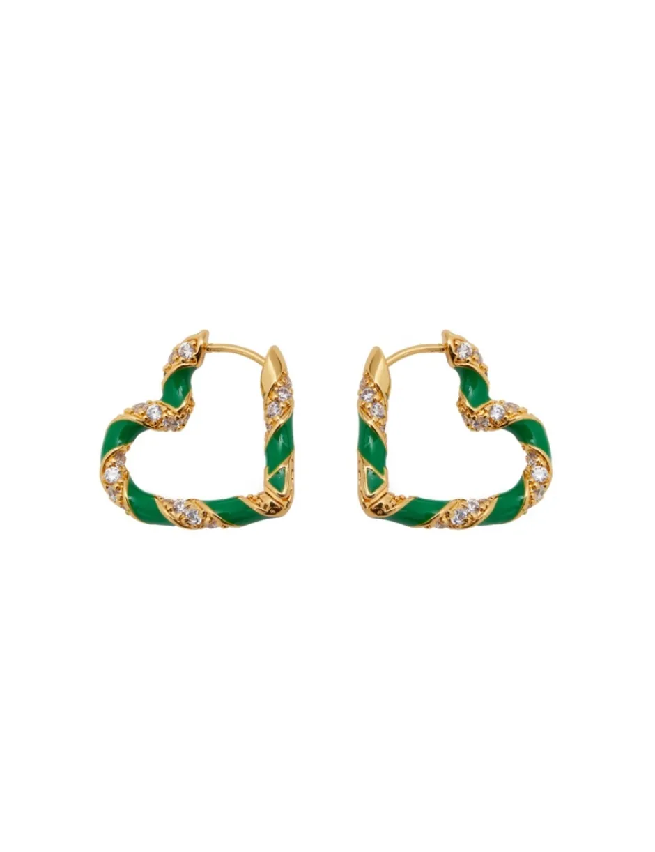 Clearance ZIMMERMANN Candy Stripe Pave Heart Hoops