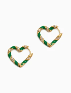 Clearance ZIMMERMANN Candy Stripe Pave Heart Hoops