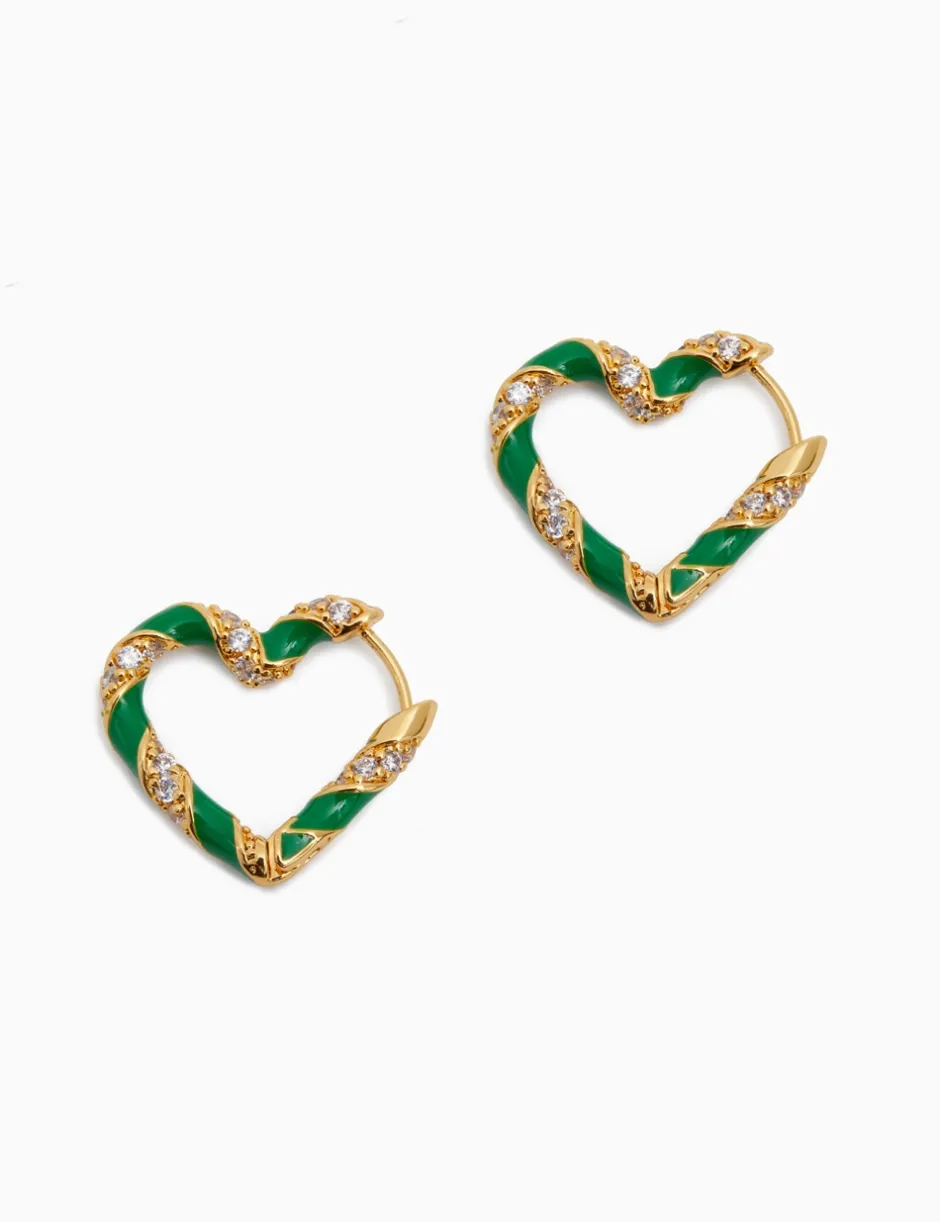 Clearance ZIMMERMANN Candy Stripe Pave Heart Hoops