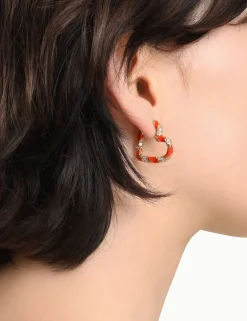 New ZIMMERMANN Candy Stripe Pave Heart Hoops