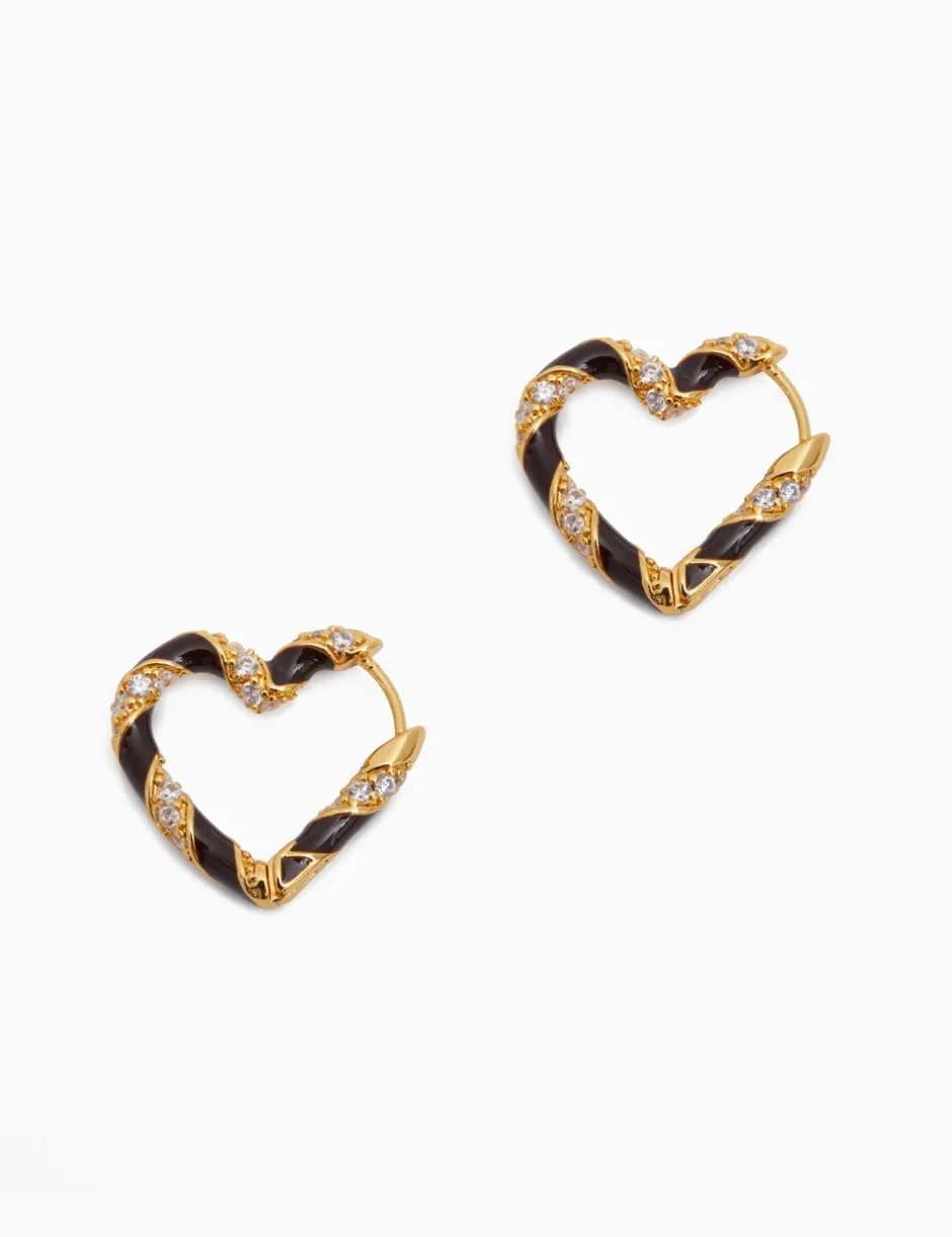 Sale ZIMMERMANN Candy Stripe Pave Heart Hoops