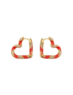 Clearance ZIMMERMANN Candy Stripe Pave Heart Hoops