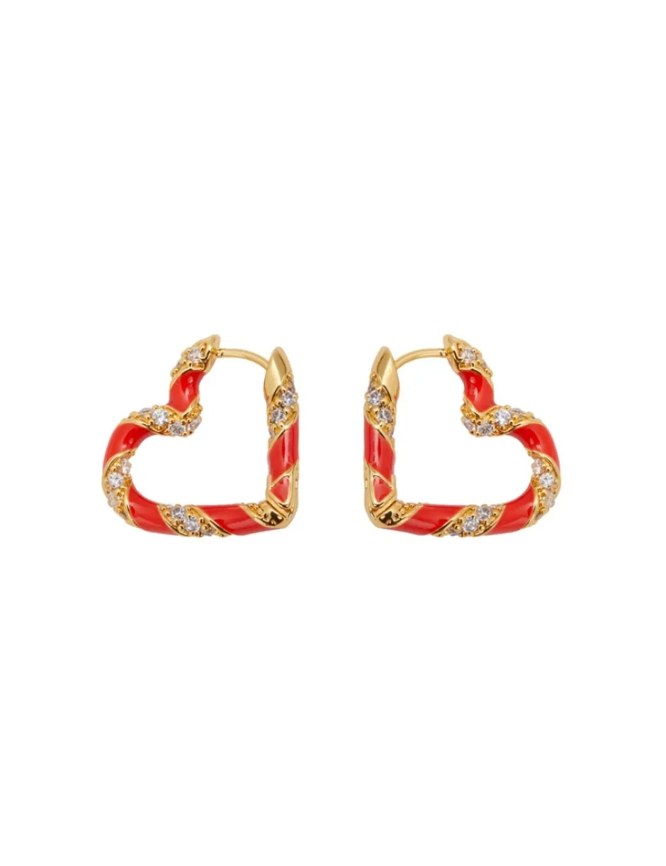 Clearance ZIMMERMANN Candy Stripe Pave Heart Hoops