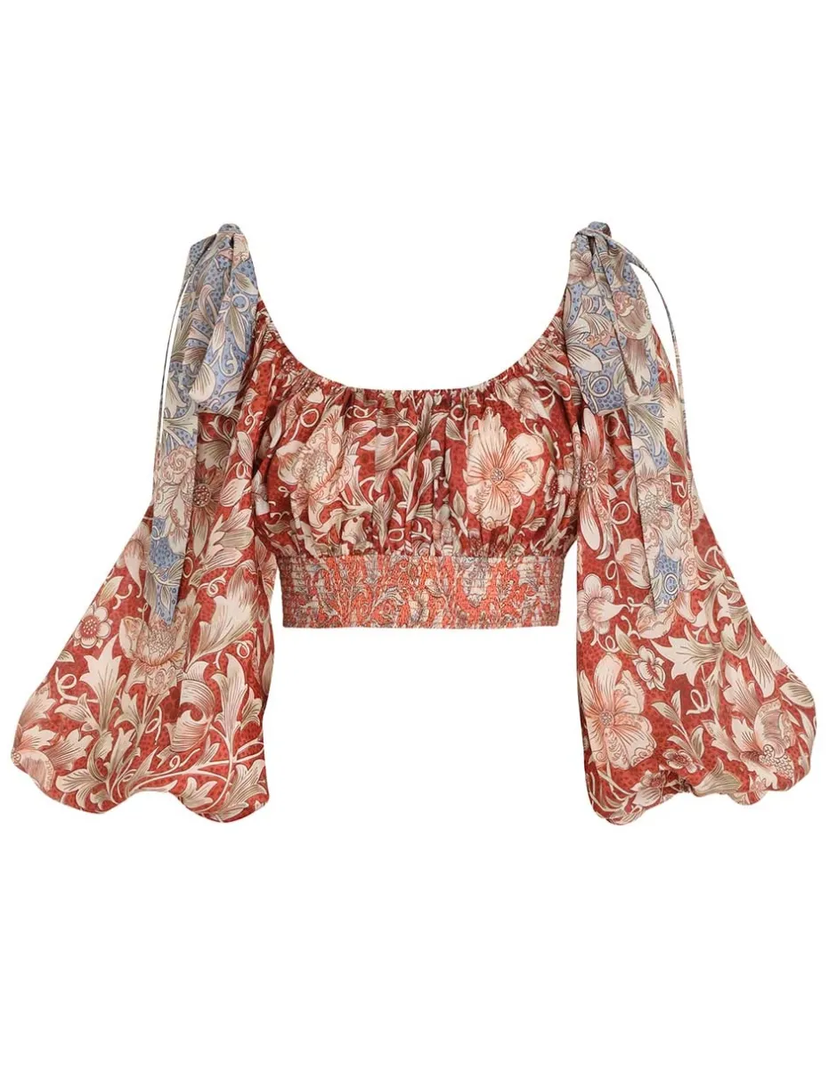 Outlet ZIMMERMANN Chintz Billow Sleeve Crop Top