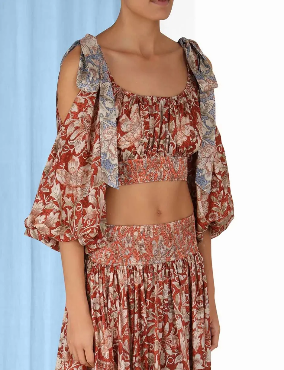 Outlet ZIMMERMANN Chintz Billow Sleeve Crop Top
