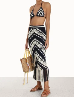 ZIMMERMANN Chintz Crochet Fringed Skirt