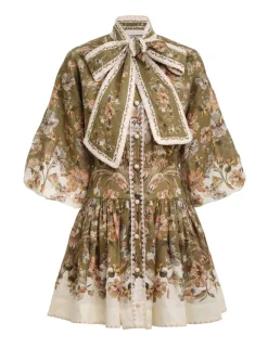 Online ZIMMERMANN Chintz Tie Neck Mini Dress