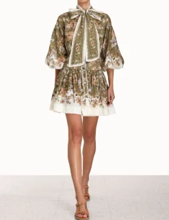 Online ZIMMERMANN Chintz Tie Neck Mini Dress