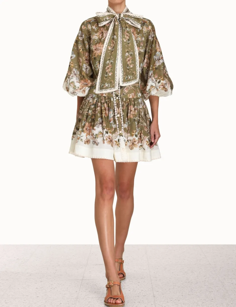 Online ZIMMERMANN Chintz Tie Neck Mini Dress