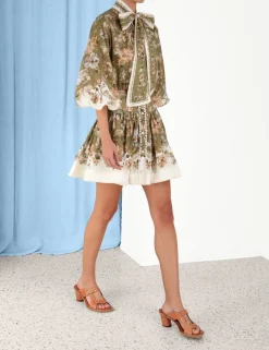 Online ZIMMERMANN Chintz Tie Neck Mini Dress