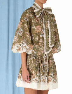 Online ZIMMERMANN Chintz Tie Neck Mini Dress