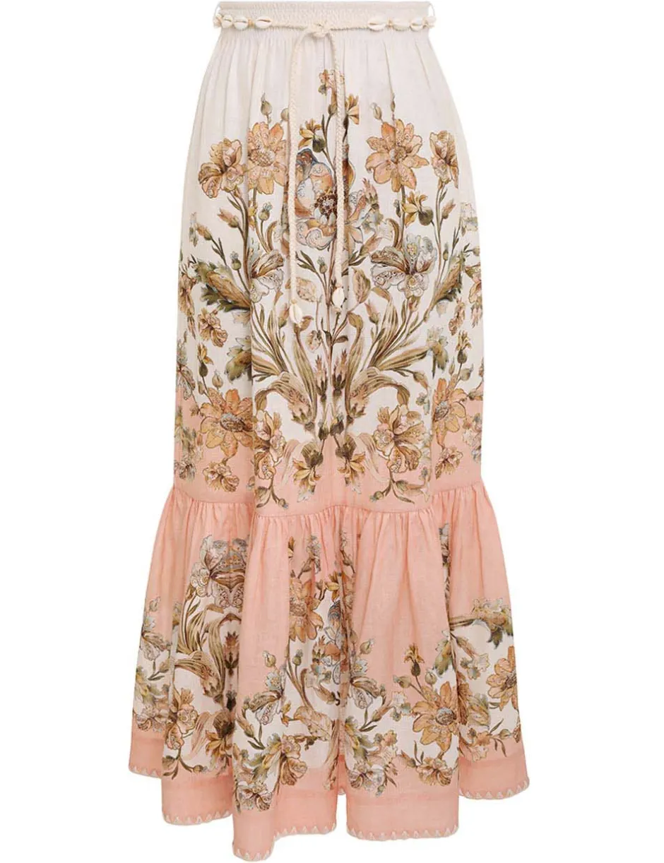 Outlet ZIMMERMANN Chintz Tiered Midi Skirt