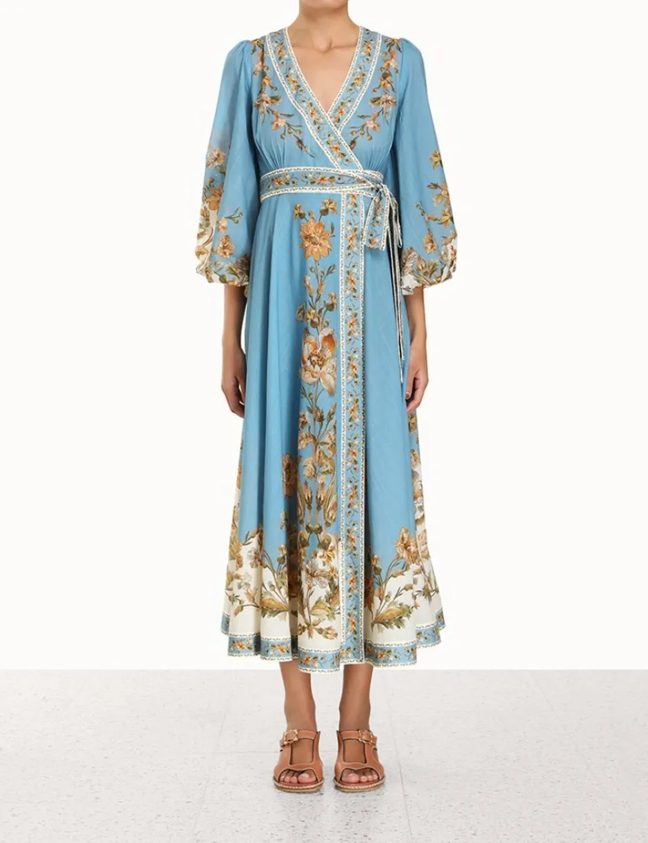 Best ZIMMERMANN Chintz Wrap Midi Dress