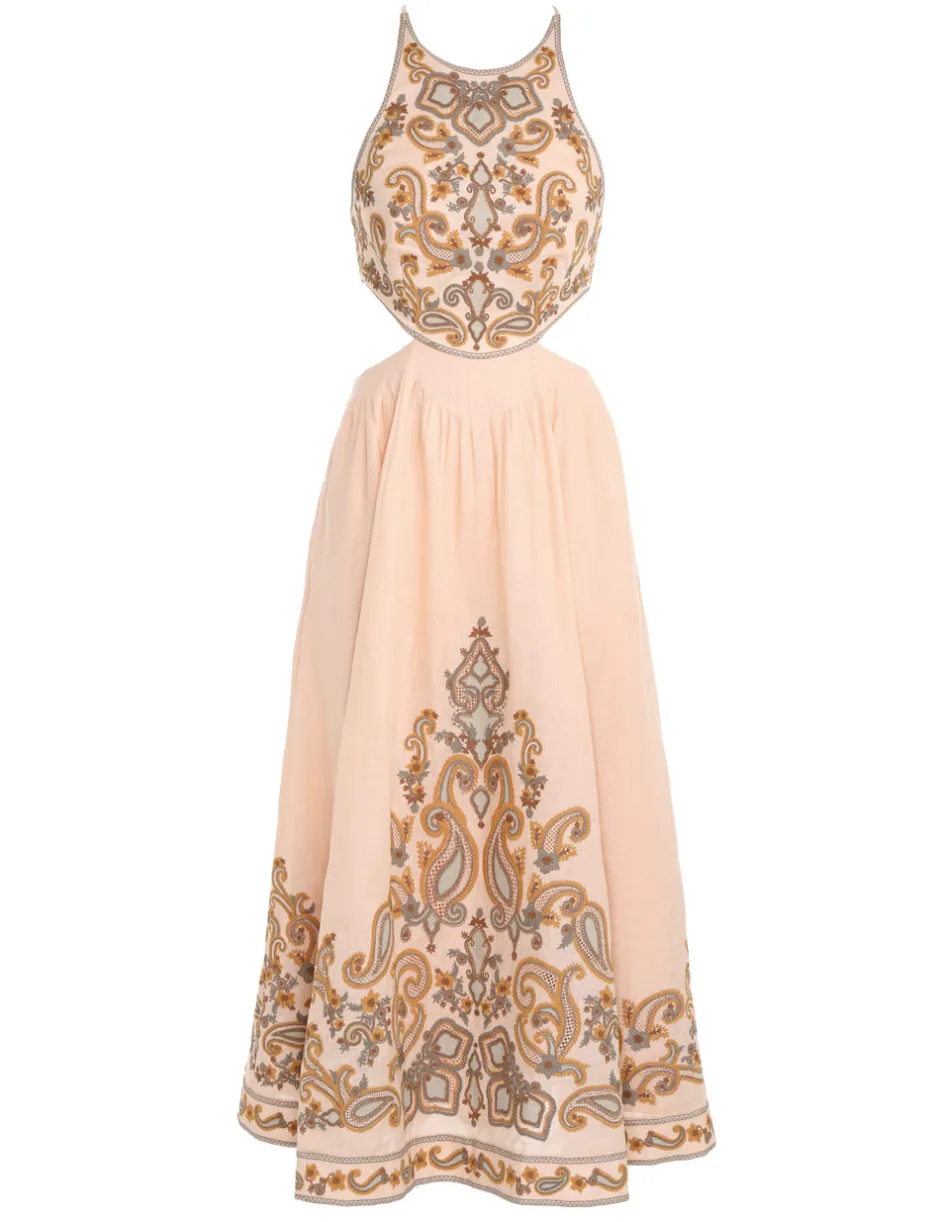 Outlet ZIMMERMANN Devi Halter Tie Midi Dress