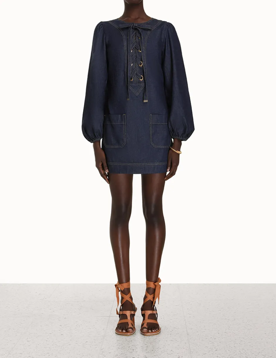 Sale ZIMMERMANN Devi Lace Up Tunic Dress