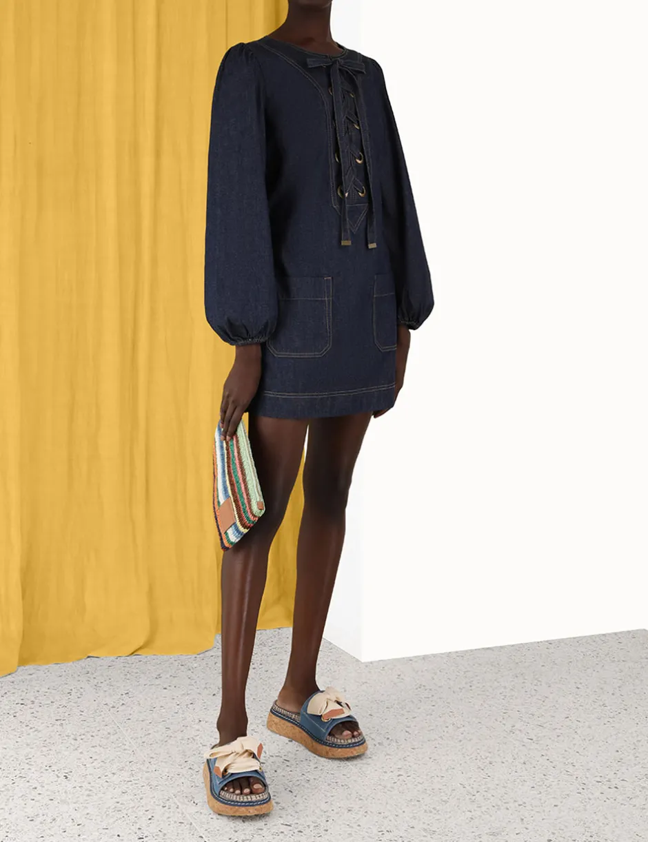 Discount ZIMMERMANN Devi Lace Up Tunic Dress
