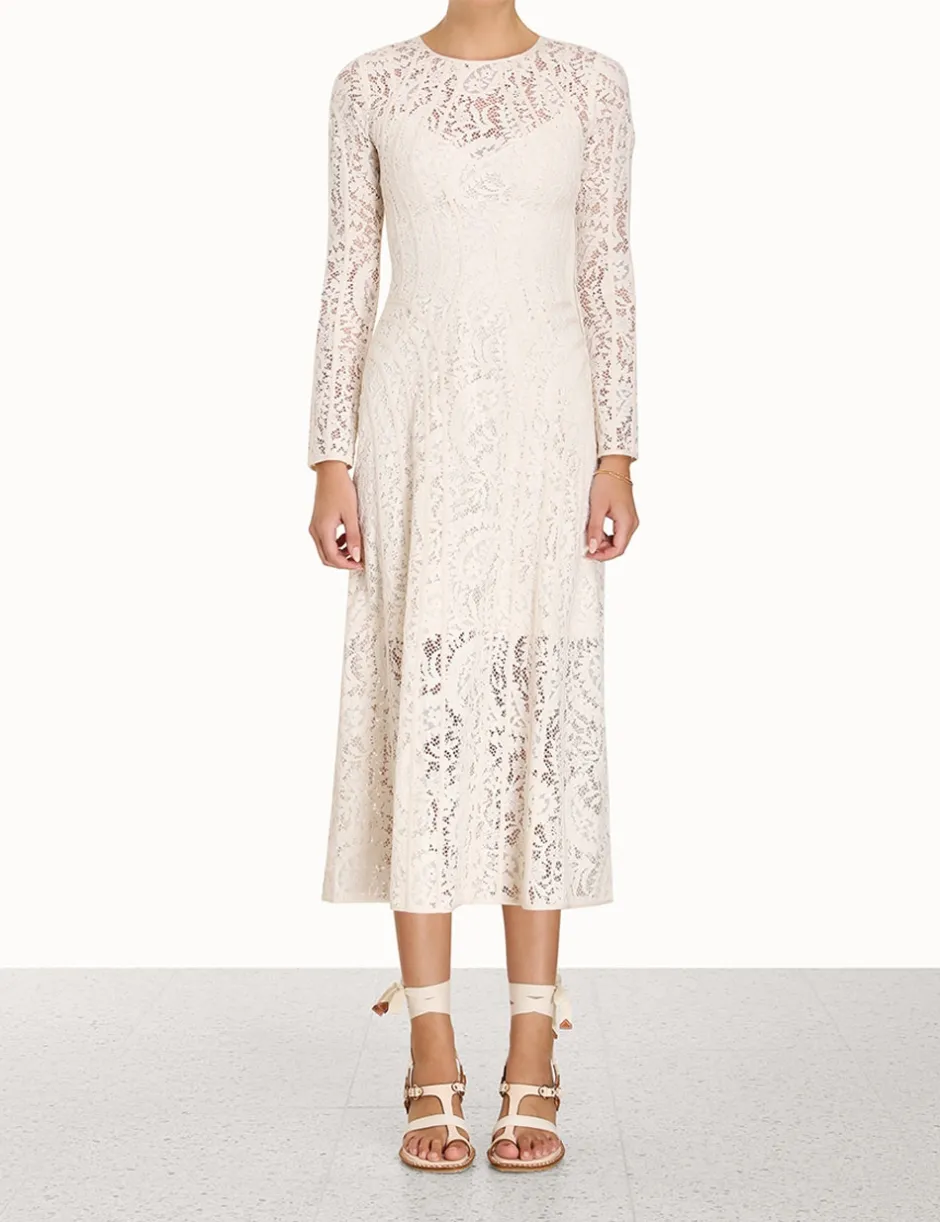 Online ZIMMERMANN Devi Panelled Lace Midi Dress