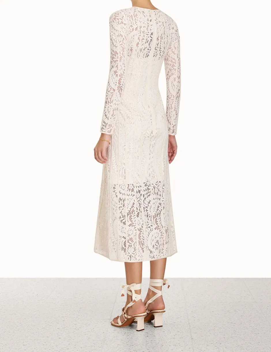 Online ZIMMERMANN Devi Panelled Lace Midi Dress