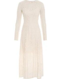 Clearance ZIMMERMANN Devi Panelled Lace Midi Dress