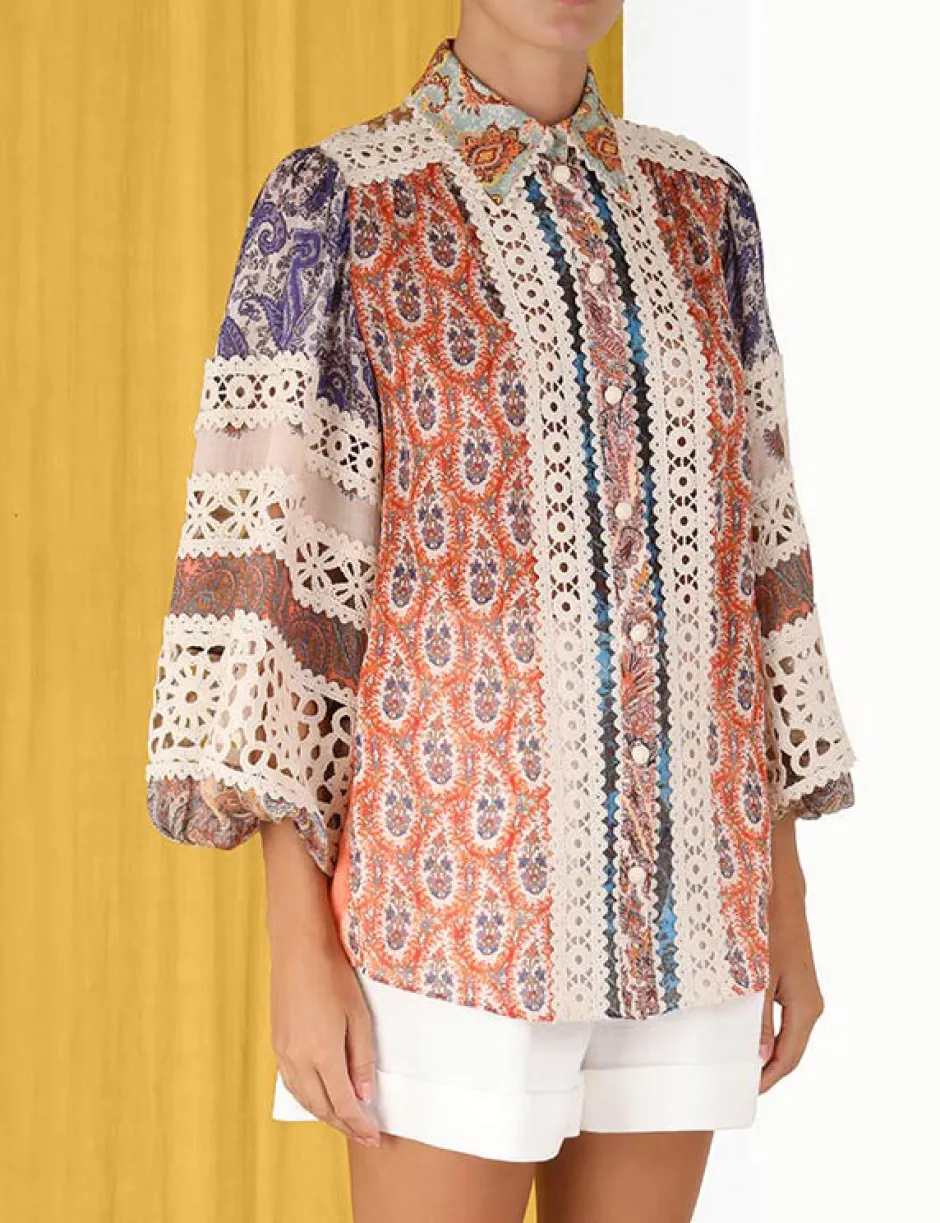 New ZIMMERMANN Devi Spliced Billow Blouse