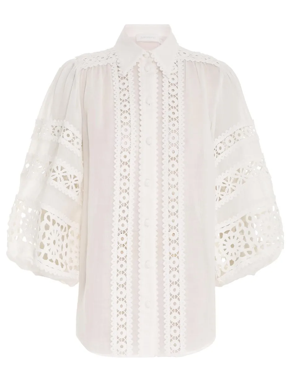 New ZIMMERMANN Devi Spliced Billow Blouse