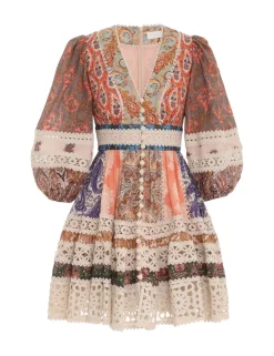 Sale ZIMMERMANN Devi Spliced Billow Mini Dress