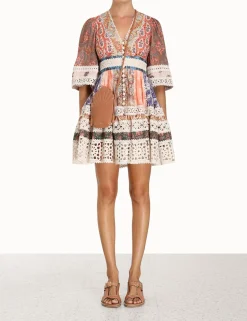 Sale ZIMMERMANN Devi Spliced Billow Mini Dress