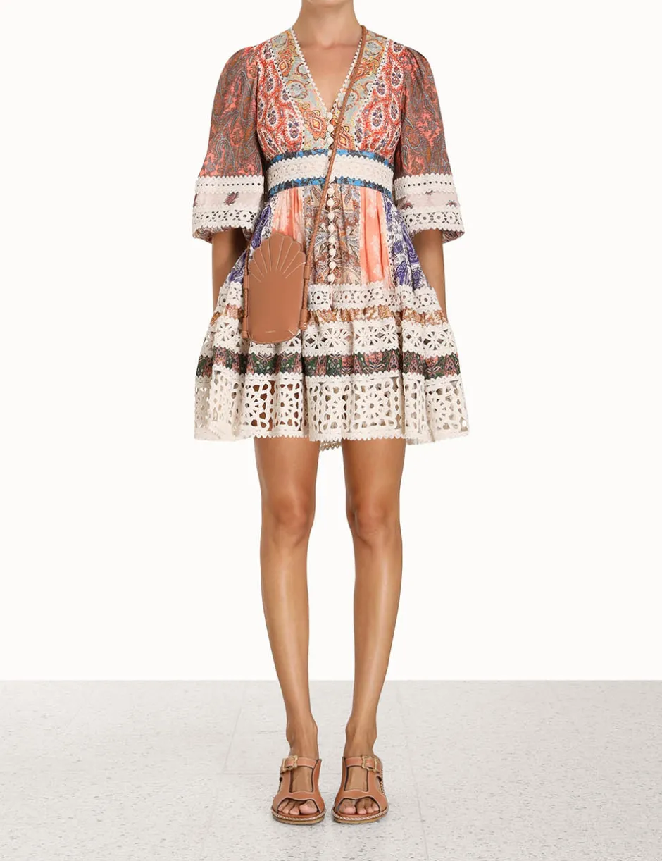 Discount ZIMMERMANN Devi Spliced Billow Mini Dress