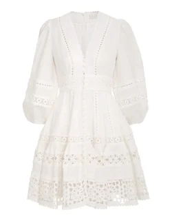 Hot ZIMMERMANN Devi Spliced Billow Mini Dress