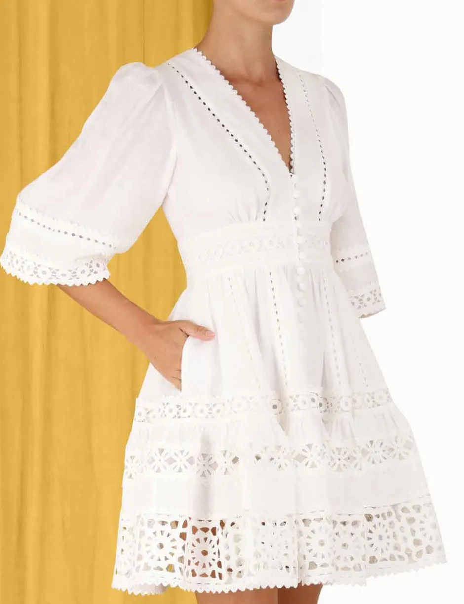 ZIMMERMANN Devi Spliced Billow Mini Dress