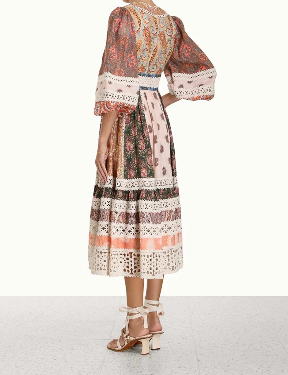 Best ZIMMERMANN Devi Spliced Midi Dress