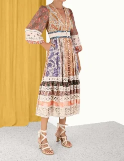 Clearance ZIMMERMANN Devi Spliced Midi Dress