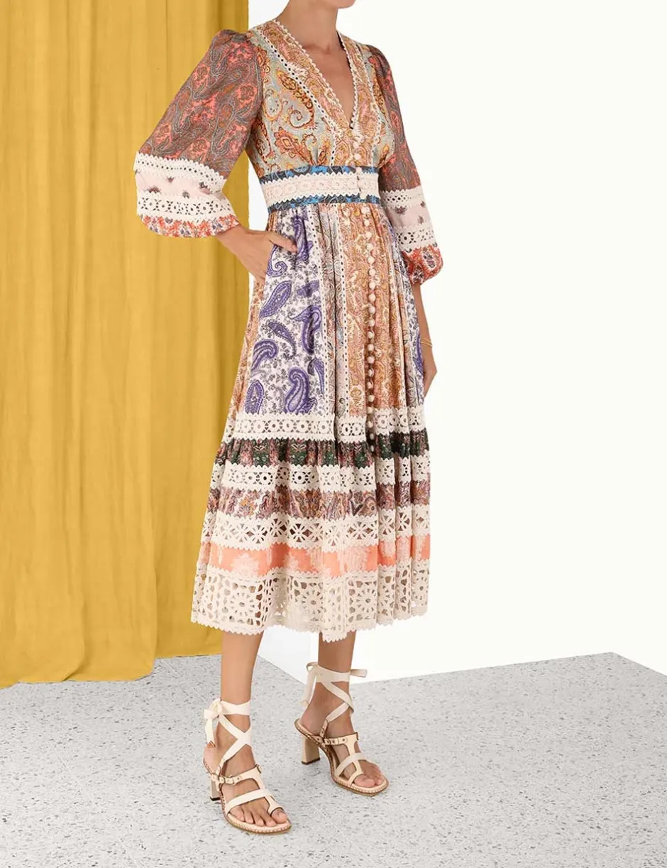 Clearance ZIMMERMANN Devi Spliced Midi Dress