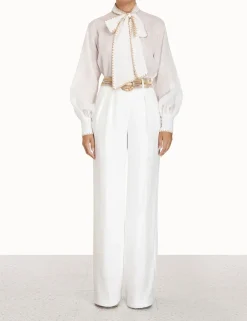 New ZIMMERMANN Devi Tie Neck Blouse